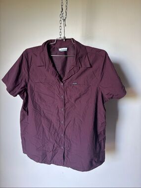 Columbia Omni-Shade Short Sleeve Button-Up Shirt - Plum